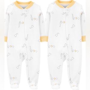 Spring Sale!🌸🐇 Twin Pair Carter’s 3M Footie PJs Yellow Ducks Stretch Cotton